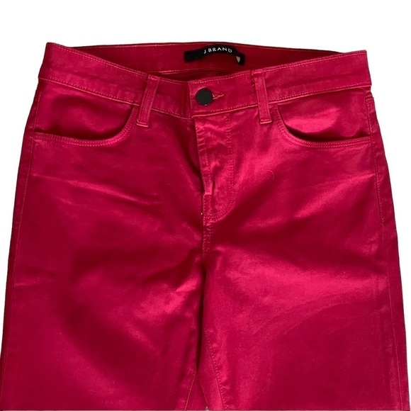 J Brand Revolve Zipper Hem Low Rise Red Classic Ankle Jeans Size 26 - Picture 5 of 12